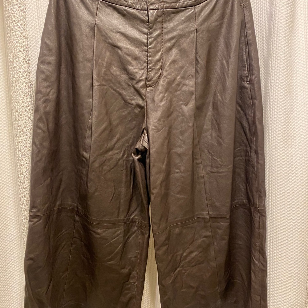 Vince 100% lamb leather cropped flare pant 4